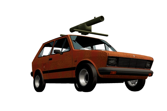 The game's weathered Yugo scout